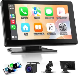 Haudio " Portable Wireless CarPlay & Android Auto Screen for Car, HD Touchscreen, Backup Camera, Bluetooth ., FM Transmitter, Plug and Play, Voice Control, Fit All Vehicles