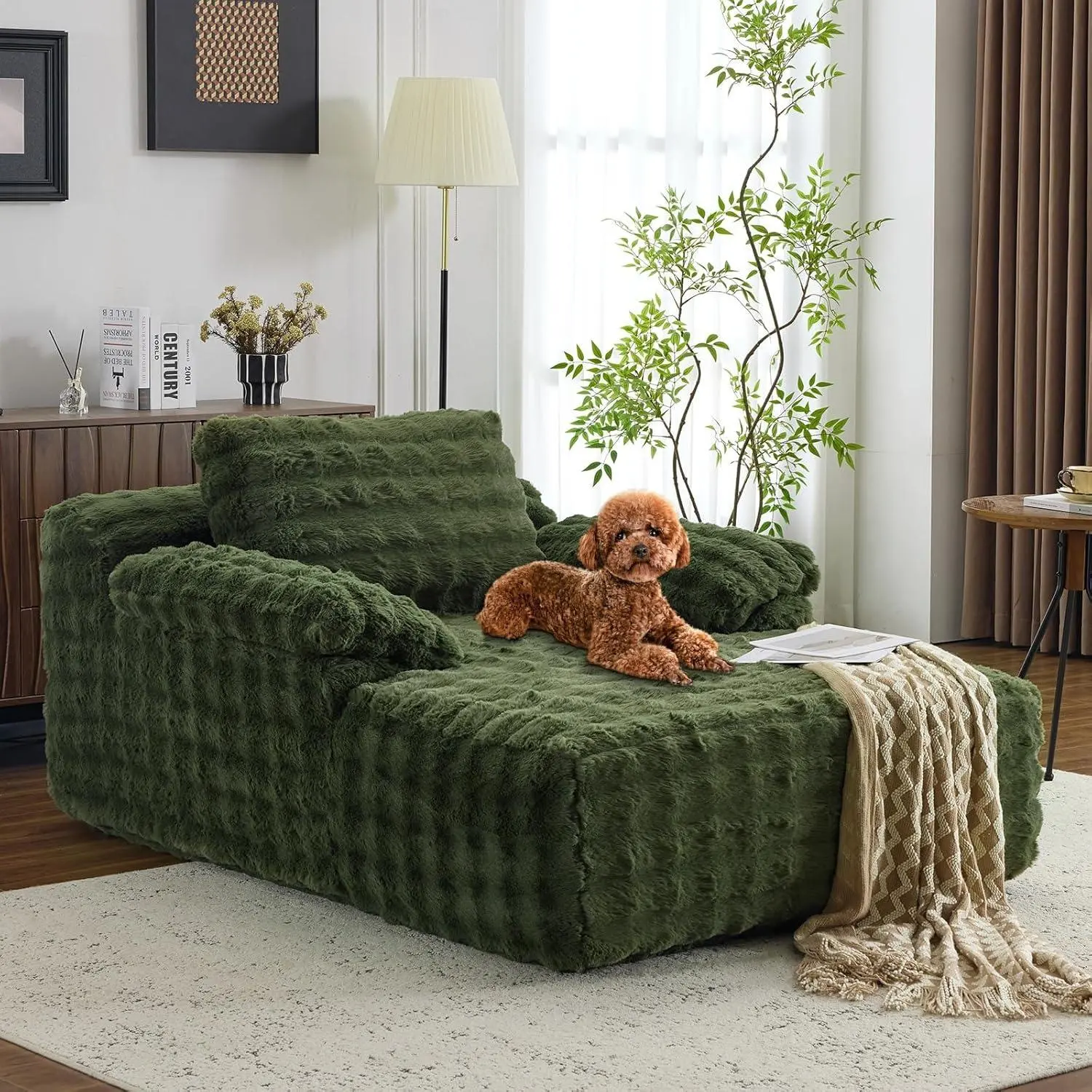Ktaxon 67" Oversized Boneless, Boneless Couch Oversized Reading Sofa Upholstered Bubble Fleece Cloud Couch Sofa Recliner Bed Comfy Sleeper Couches for Living Room, Movie Room, Bedroom