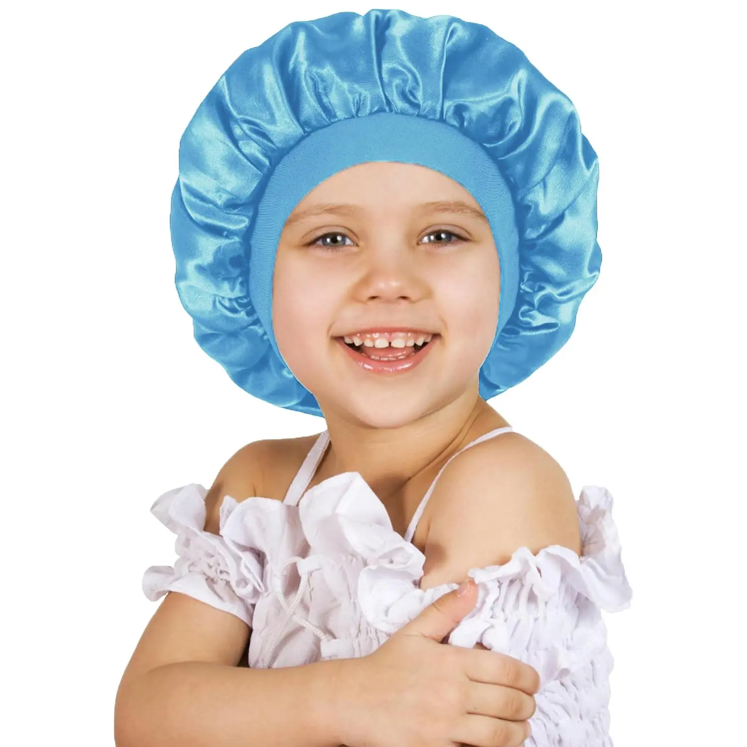 TwiceBeauty Silk Bonnet Elastic Wide Band Hair Bonnets for Girls Boys Satin Sleep Cap Hair Wraps for Curly Natural Hair for Sleeping Haircare Heatless