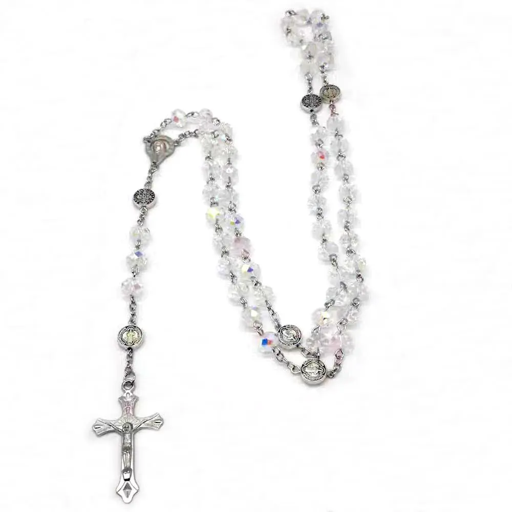 Rainbow Crystal Prayer Bead Necklace