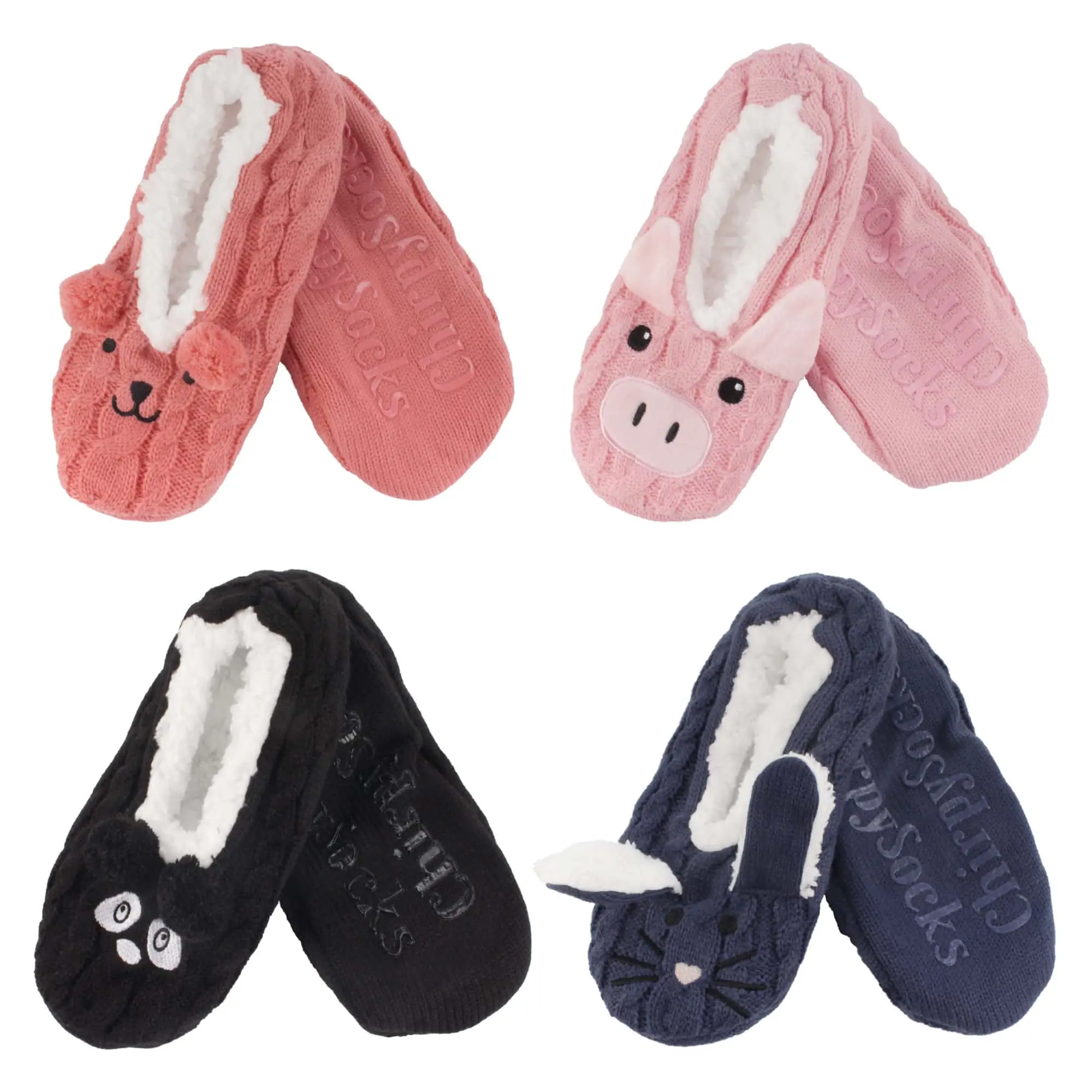 Animal Non-Slip Lined Slippers Socks: Single Pairs