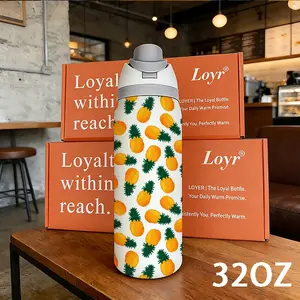 Loyr 32oz Insulated Tumbler, Pineapple Pattern, Stainless Steel, Perfect Gift, Ideal for Outdoor, Home Use, Daily Commute