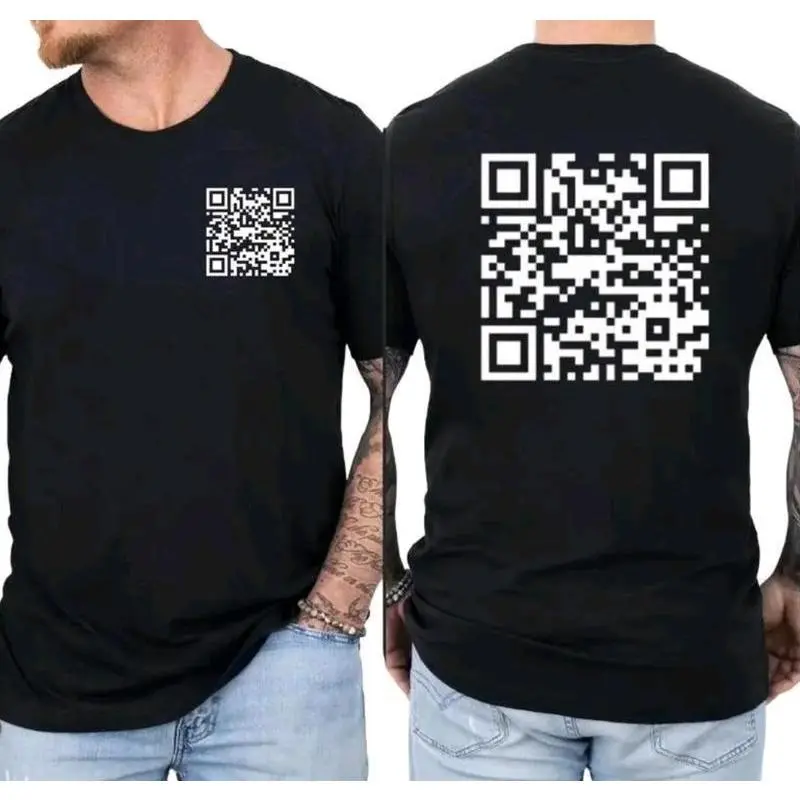 Menswear Classic Short-Sleeve Cotton Tops - Unisex T-Shirt With Interactive QR Code Graphic, Unique Digital Engagement Design Casual Tee