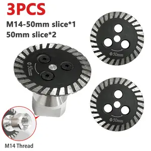 3-Piece Set 50mm Ripple Cutting Blades, Blade Replacement, Tool Accessories, M14 Thread Interface, Suitable for Tiles Marble Granite Quartz Concrete, Dry/wet Use