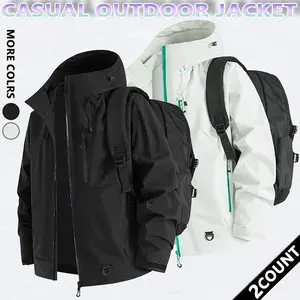 Autumn and Winter hooded casual men's Outdoor Jackets,  Windproof and wear-resistant color-blocked jacket, couples' style winter coat, outerwear top.