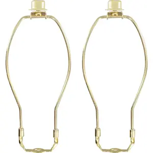 Complete Lamp Set 2 Pack Brass 9" Harp For 10" to 11" Lampshades Includes Harp Saddle Holder Base Finial Converter For Table and Floor Lamps