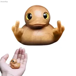 2026 New Funny Middle Finger Duck Figurine, Handmade Wooden Mini Duck Statue, Humorous Sarcastic Desk Decor for Home Office & Car Dashboard, Trendy Novelty Gag Gift Perfect for Birthday, Christmas, Stocking Stuffer & Prank Gift Giving