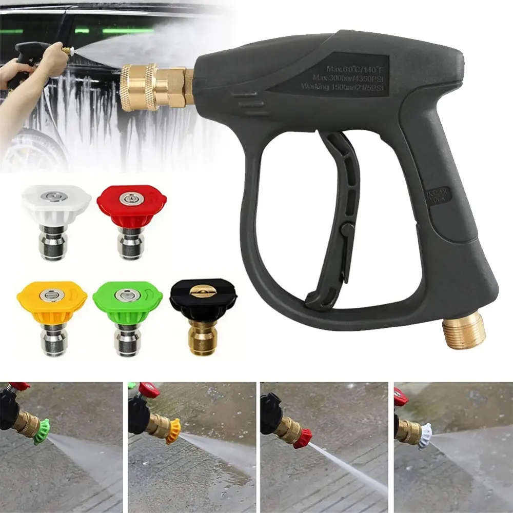 SJPACK 1/4" High Pressure Washer Gun 4000 PSI Car Wash Foam Spray Short Wand Nozzle Tip, Car Washing Tool, Foam Spray Lance