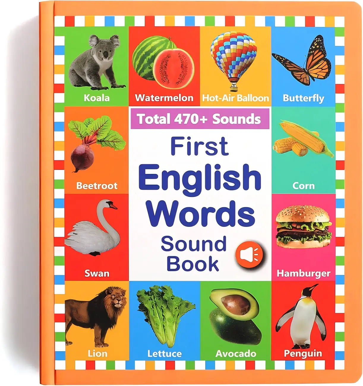 Edutoys First English Words Sound Book - Compact Vibrant Language Toy with 470+ Sounds, 21 Fun Themes, AAA-Powered Interactive Learning Tool for Kids Ages 3-6, Toddler Early Education Gift