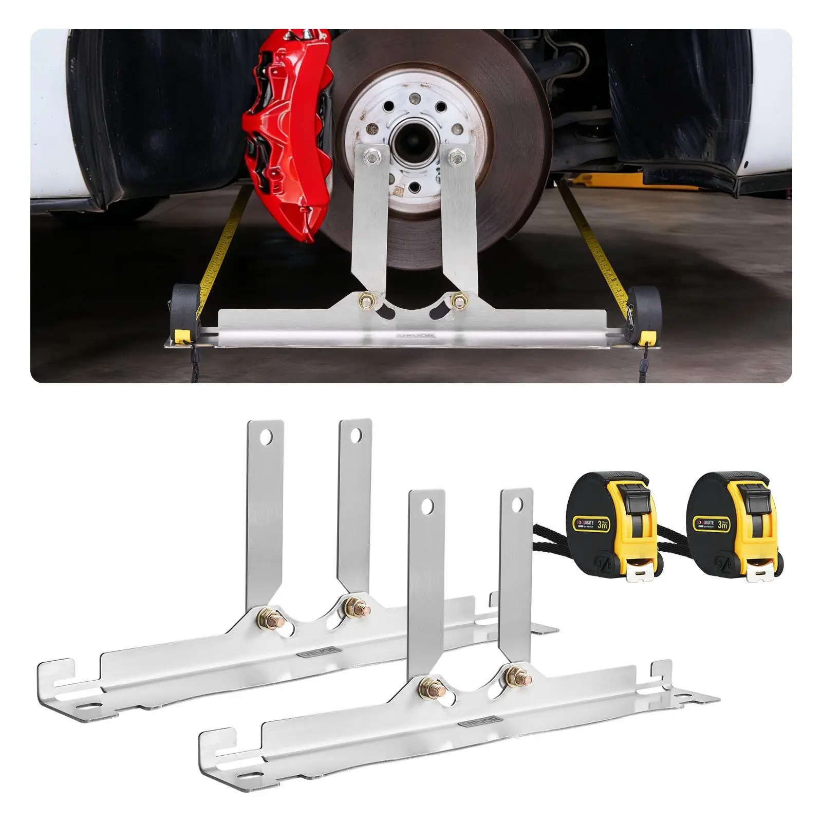 【DealsForYouDays】VEVOR Wheel Alignment Tool, 2 PCS Stainless Steel Heavy-Duty Toe Alignment Plates with 2 Measuring Tapes, Accurate Car Repair Tools for Home Use, Compatible with Cars, Trucks, SUVs Automotive Tire Inflator Car Air Compressor