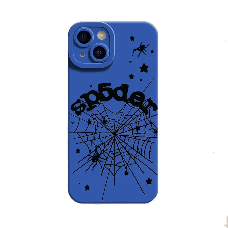 Gothic Y2K Spider Web Phone Case For iPhone 17 Air 16E 15 Pro Max 14 Plus 13 12 Mini 11 X/XS XR, Aesthetic Blue Gothic Streetwear Style Shockproof Protective Cover, Lightweight, Durable Phone Cover, Cute Gift For Friends