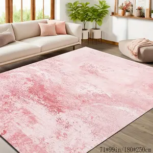 [Velvet + Pointed Base]1PC Pink Gradient Bedroom Living Room Carpet, Girlish Fashion Trend Indoor/Outdoor Decorative Fluffy Area Rug, Machine-Washable Rectangular Living Room Rug, Suitable for Home, Office, Bedroom and Hotel