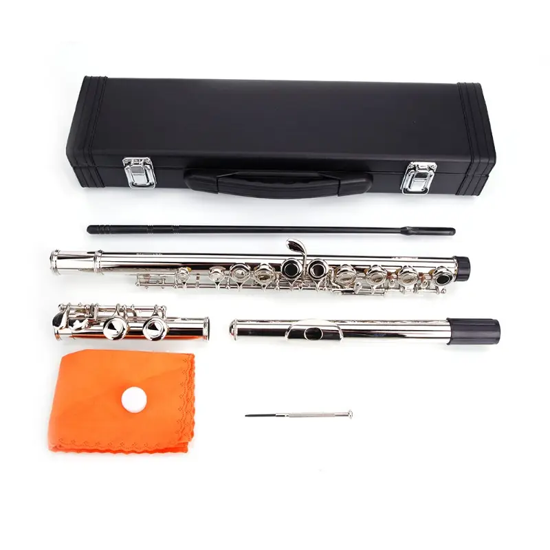 Nickel-Plated C Closed-Hole Concert Flute - Silver Woodwind Musical Instrument for Musical Enthusiasts, Musical Instruments