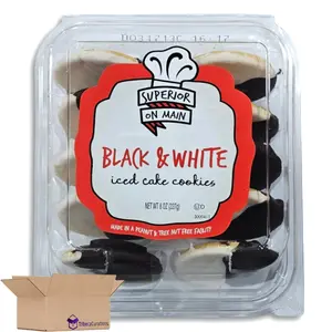 Superior On Main 10-Pack Mini Black & White Iced Cake Biscuits, Natural Vegetable-Infused Chocolate Snack