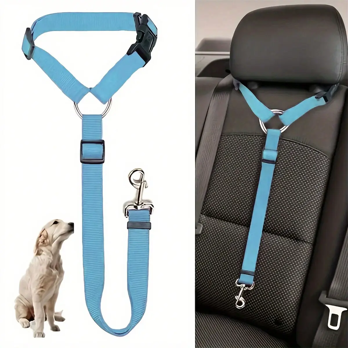 Adjustable Dog Car Safety Harness with Secure Buckle, Safety Belt Harness, Retractable Vehicle Restraint for Suvs Cars Trucks, Pet Travel Accessory