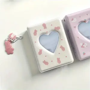 Cute Love Heart Hollow Instax Album Kawaii Rabbit Mini Photo Album 3 Inch Kpop Card Binder Name Card Photocard Holder 40 Pockets Album Photocards