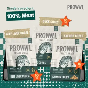 PROWWL Freeze Dried Meat 8oz/10oz pack, 100% Single Ingredient, Natural Meat Source, High Protein, Grain-Free, Gluten-Free, 0% Additives for Dogs & Cats