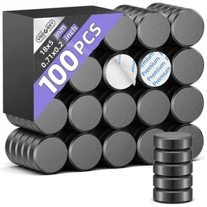 100Pcs Magnets with Backing, 0.7 * 0.2 inch Small Round Magnets for Crafts, Circle for Refrigerator, DIY, Science Projects, School Notice Boards (Black)