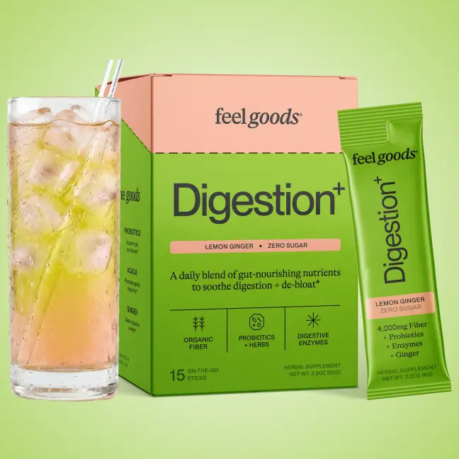 Feel Goods Digestion+ | Gut Support Drink • Organic Fiber • Probiotics • Digestive Enzymes • Bloating Relief • Regularity • Smooth Digestion