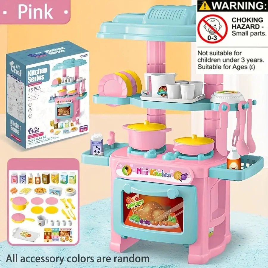 Realistic Girl Interactive Cooking Playset, Toddler Play Kitchen, Play Kitchen Accessories, Kitchen Toy Set for Pretend Play, Kid Cooking Sets, Includes Cookware & Utensils, Perfect Gift for Kids