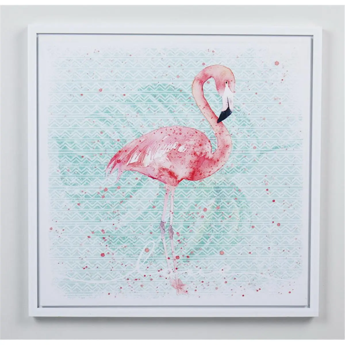 Jeco HD-WA101 Artistic Hand-Stretched 3D Cotton Canvas Print Artwork - 19.68x19.68" Gallery Wrap, Pink & Green MDF Frame Wall Decoration Home Accent