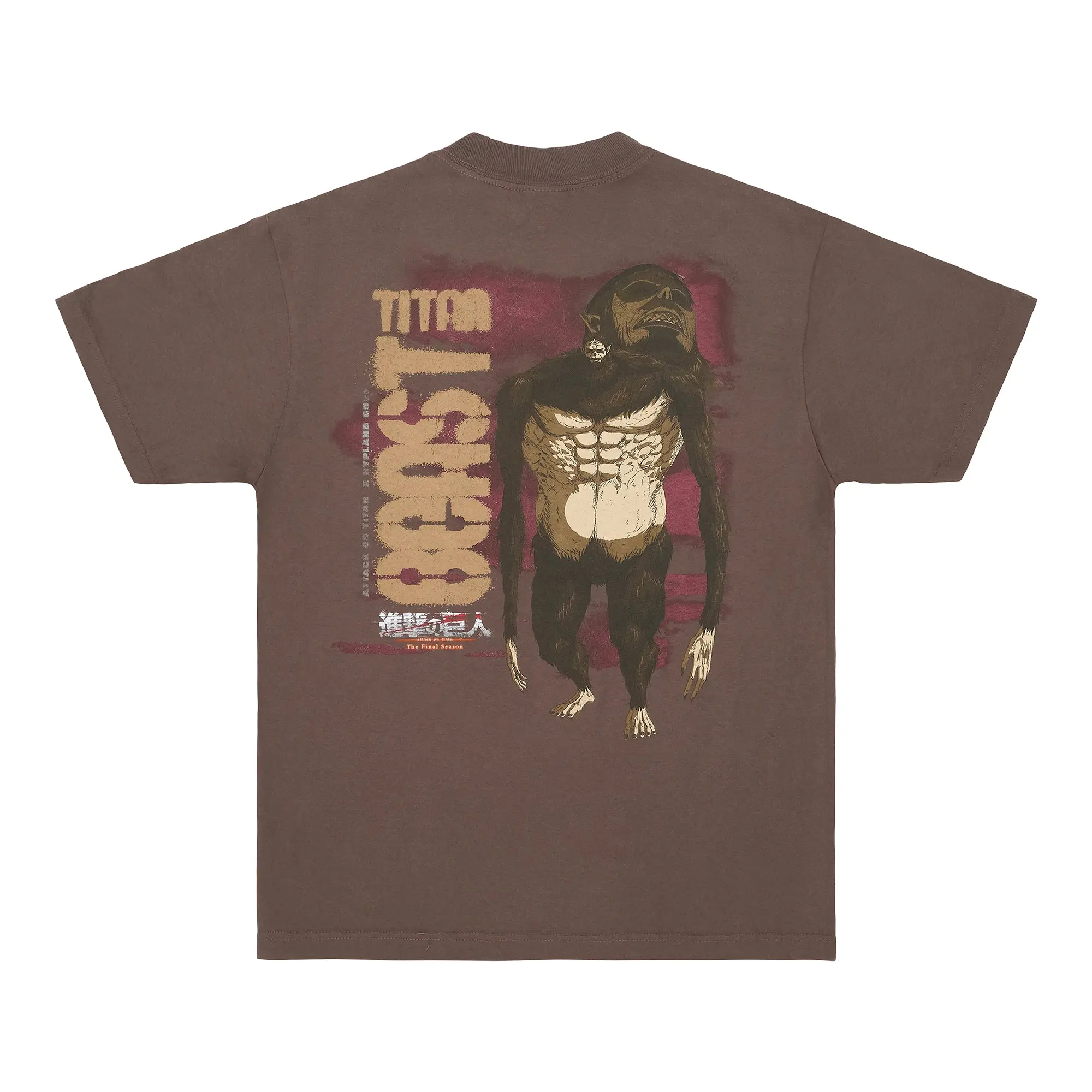 Women's Attack on Titan Graphic T-Shirt, Officially Licensed Beast Titan Streetwear Top in Chocolate Brown, 100% Cotton, Round Neck, Casual, Tshirt, True Size, Clothes