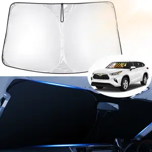 Canvcle Custom Fit Windshield Sun Shade for Toyota Highlander 2014-2026 Full Coverage UV Protection Foldable Sun Visor Protector Blocks 99% UV Rays 240T 5 Layers Reflective Fabric Design