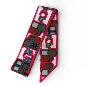 Pre-owned HERMÈS Silk Bag Accessories "Les Coupés" The Carriages Twilly 100% Silk