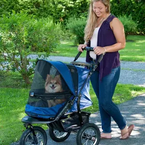 Pet Gear No-Zip AT3 Pet Stroller for Cats/Dogs, Zipperless Entry, Easy One-Hand Fold, Jogging Tires, Removable Liner, Cup Holder + Storage Basket..