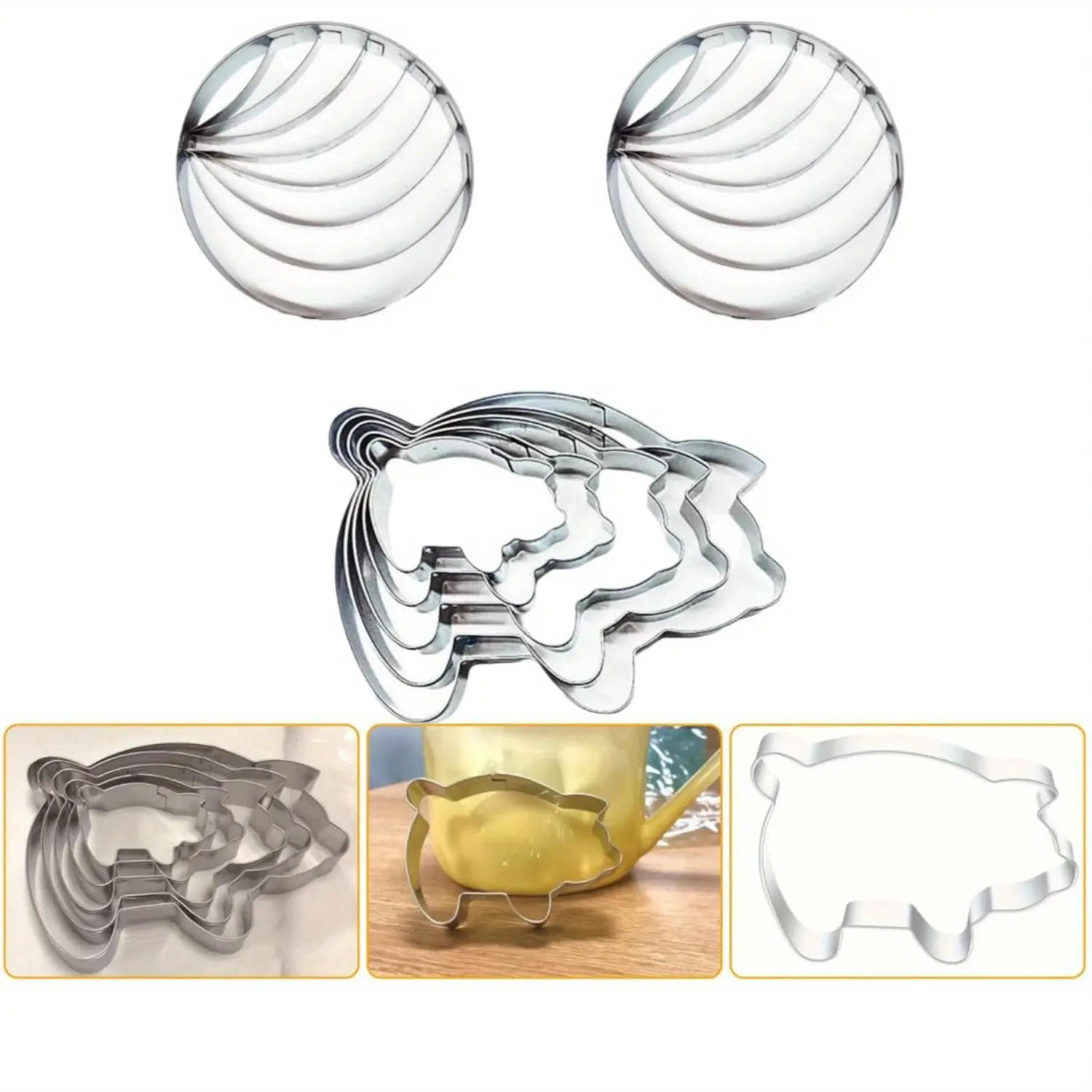 Stainless Steel Baking Tools Set - 2pc Concha Cutter, 5pc Pig Cookie Cutters, Mexican Home Baking Supplies for Festive Decorations, Bonding Activities