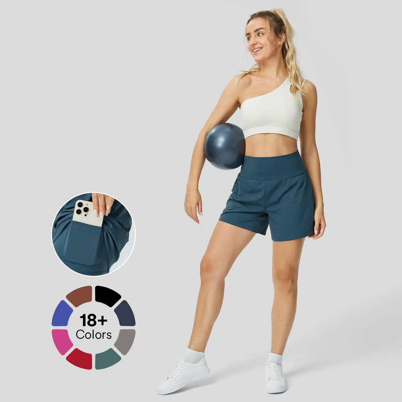 Super High Waisted Back Pocket & Side Hidden Pocket 2-in-1 Yoga Shorts 5''-Longer Length#NovaTopFinds#TikTokShopBacktoSchool