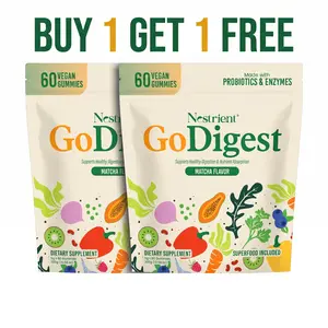 GoDigest Matcha Center-Filled Gummies | Enzymes + Probiotics | 3-in-1 Daily Gut Support | Vegan Gummies | For Men & Women, Vitamin, Dietary