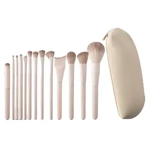 Professional Makeup Brush Set 13 Pcs Premium Synthetic Foundation Powder Concealers Eye Shadows Blush Makeup Brushes with Travel Bag (Matte Sakura Pink )