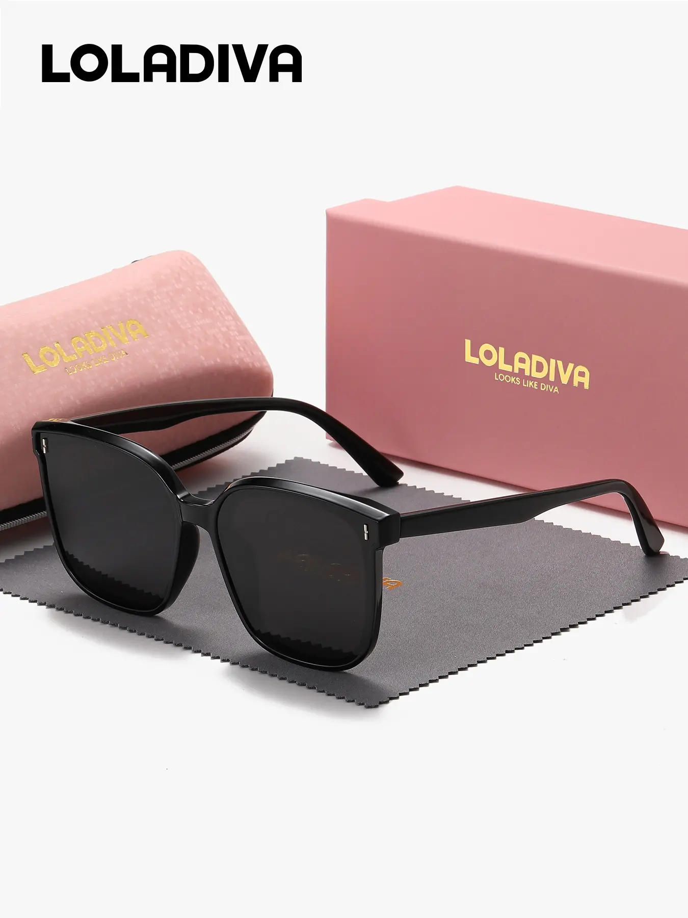 1 Pair LolaDiva Unisex Full Frame Square Frame Trendy Casual Square Frames Sunglasses Simple design UV400
