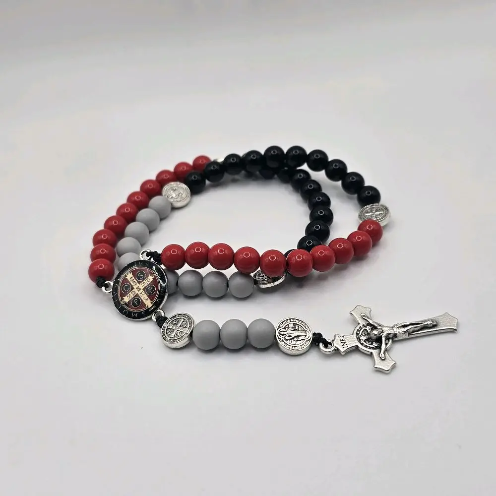 St. Benedict Stretchy Rosary Wrap Bracelet