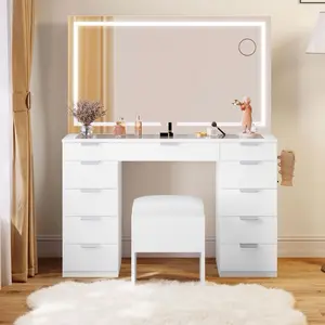 6 Drawer Double Dresser with LED Lights Chest of Drawers for Bedroom, Hallway