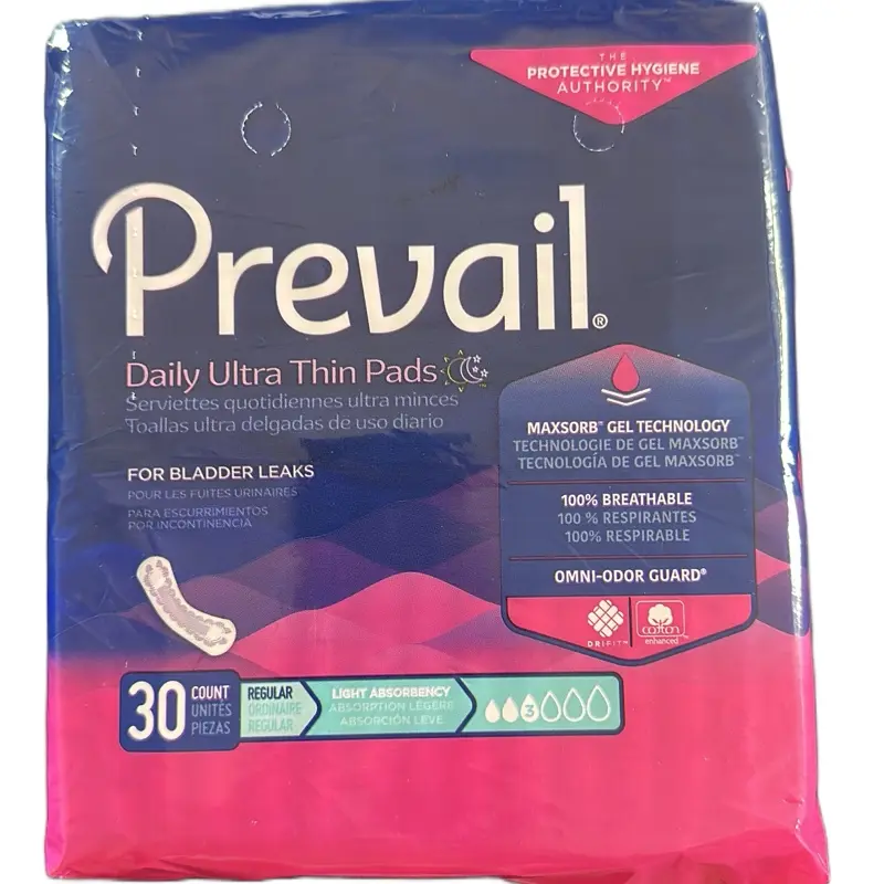 Prevail Daily Ultra Thin Pads - 30 Count Lightweight Ultra Thin Pads for Bladder Leaks - Comfortable and Effective Hygiene Solution