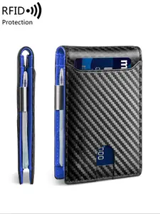 Men's Carbon Fiber Pattern Wallet with Card Slots, Slim Wallet with RFID Blocking, Thin Design for Easy Carry and Security, Rfid Protected Wallet