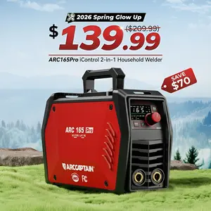 ARCCAPTAIN ARC165 Pro Stick Welder with APP Control, 165Amp ARC/Lift TIG, Large LED Display, IGBT Inverter, 110V/220V, Hot Start, Arc Force, Anti-Stick, Bluetooth Function Black Friday and Cyber Monday Deal, Thanksgiving/Christmas Gifts for Men/Dad