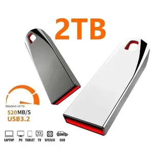 High-Speed USB 3.2 Flash Drive, 2TB/1TB Large Capacity, Metal Compact Portable Storage U Disk with Lanyard, Multi-System Compatible, Plug-and-Play, Sleek Durable Data Transfer Device for Phones, Electronics, Gaming Consoles