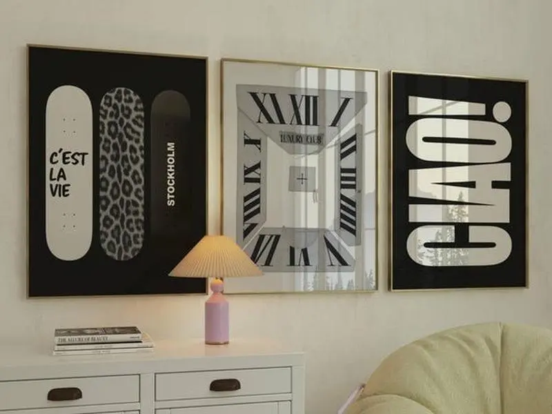 Retro Black and White Gallery Wall Art, Set of 6 Aesthetic Chic Apartment Decor, Trendy Fashion Collage Print, Stylish Y2K Wall Art