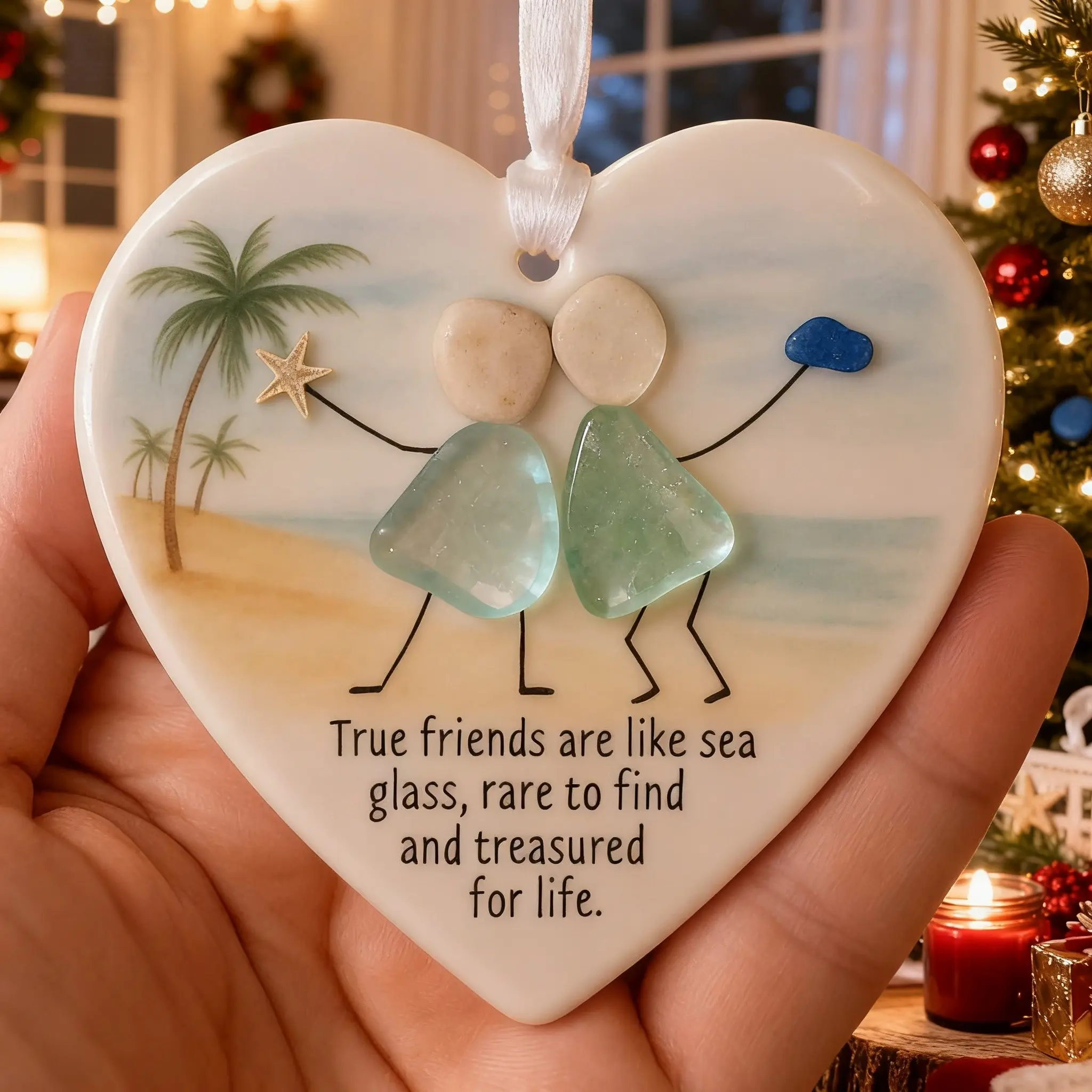Acrylic Heart Friendship Ornament, Eternal Friendship Theme, Snowflake Shape Decor, Acrylic Art Gift, Festive Hanging Pendant, Friend Decoration, Holiday Decor, Ornaments Decor