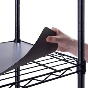 14" X 36" Non-Adhesive Waterproof Plastic Wire Shelf Liner, Black Protector Mats for Wire Shelving, 5 Pack