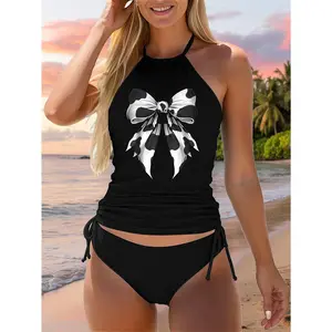 Coquette Bow Cow Pattern Cow Farmer Cow Farming Two Piece Swimsuit
