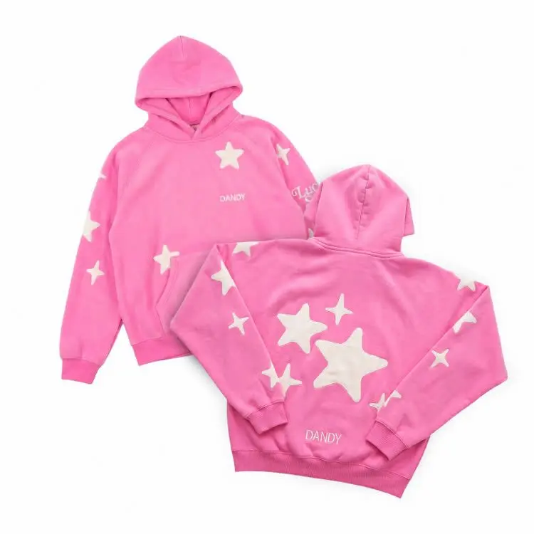 Casual Pink Star Print Dandy Hoodie