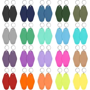 40 PCS Hotel Keychain Blank with Key Rings, 20 Colors Plastic Rhombus Motel Keychain for DIY Keychain and Luggage Tag