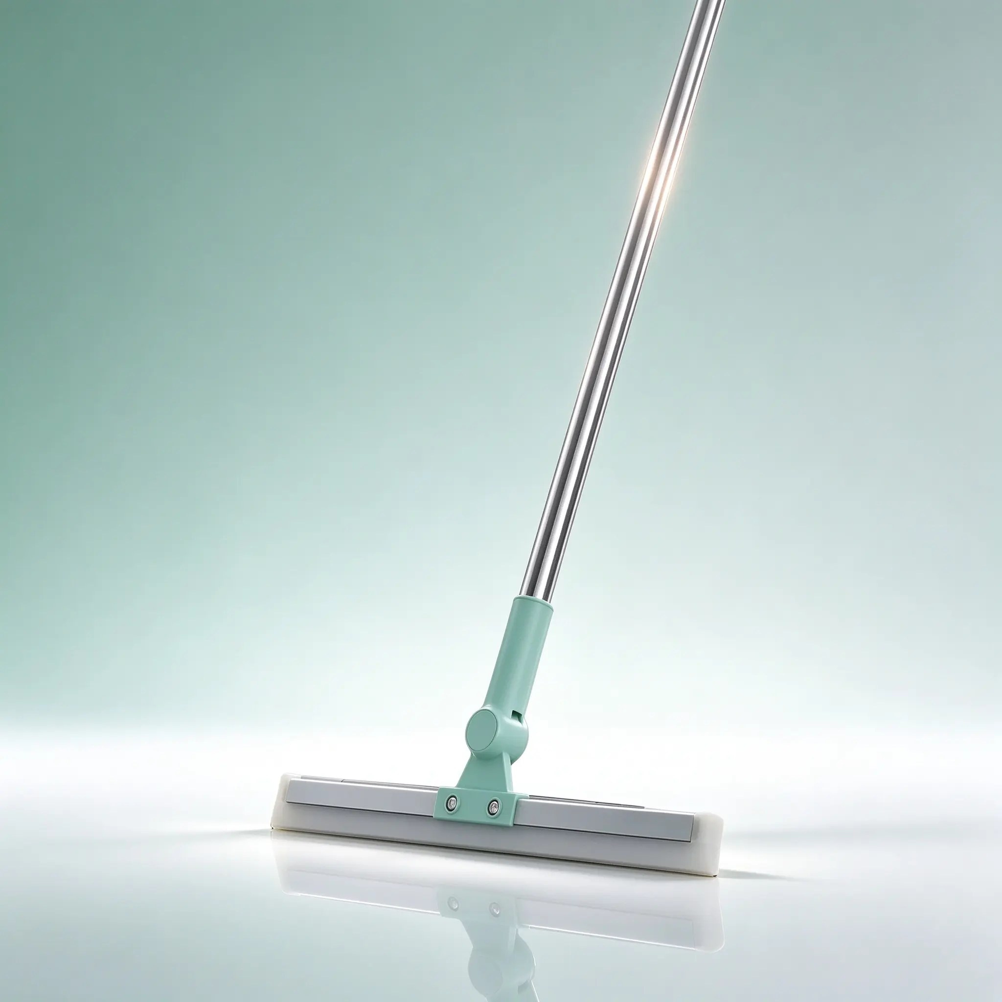Pet Hair Removal Ergonomic Lightweight Adjustable Silver Stainless Steel Floor Squeegee - Long Pole, Hang-Dry Handle, Streak-Free Wipe, Scratch-Free Blade, Convenient Storage, for Garage, Outdoor