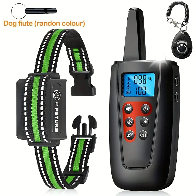 Dog Training Collar, Bark Collars with Remote 3300ft Range, No Electric Shock Function, Whistle & Clicker, Anti-Barking Device, USB Charging, Suitable for 10-120lbs