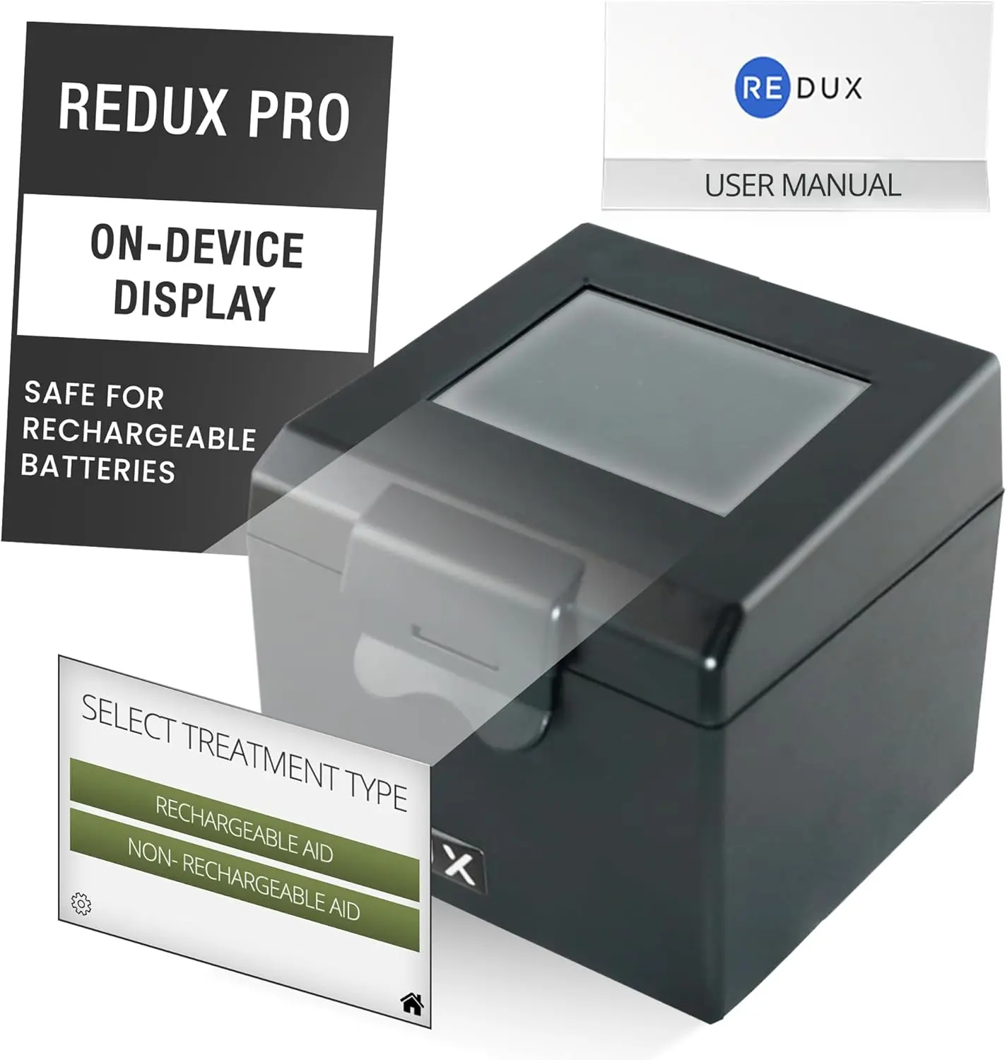 Redux Pro Hearing Aid Dryer & Dehumidifier Storage Case - Professional Vacuum Moisture Extraction Chamber with Touchscreen Control, Fast 4-12 Min Drying