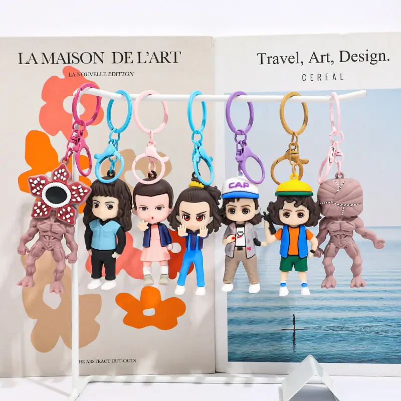 8PCS Cute Cartoon Character Figurine Keychains Set Figure Keychain Collectibles Creative Home Decor Ornaments